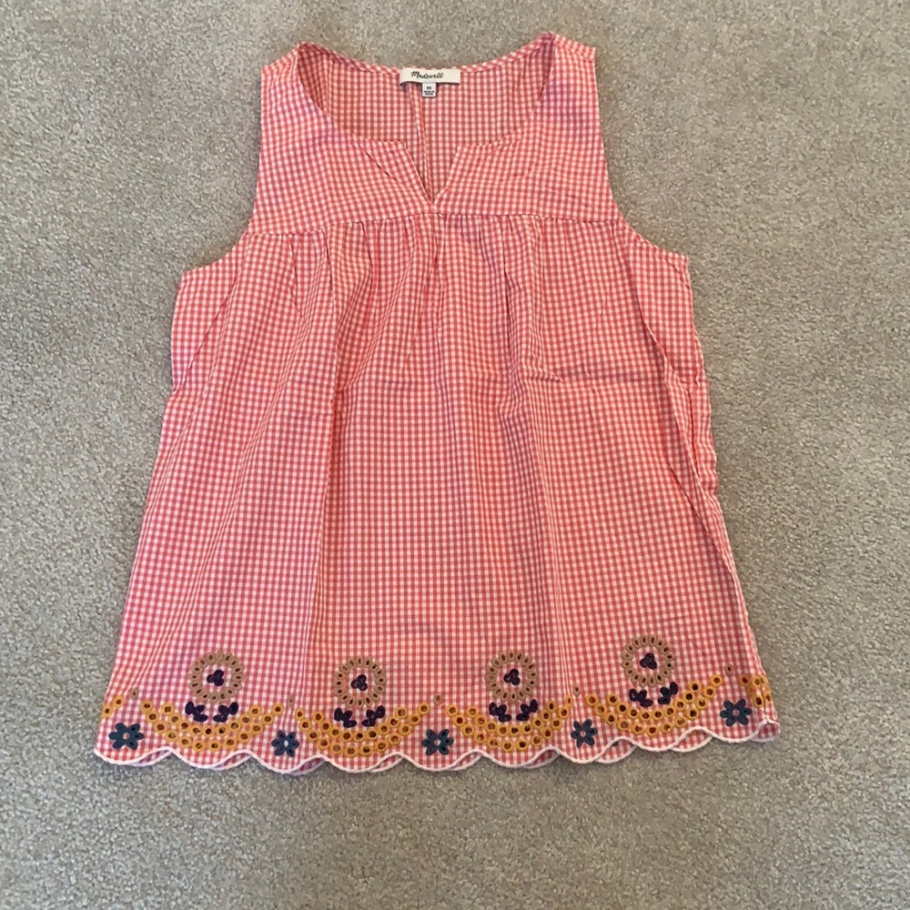 Madwell XS tank top checkered red and white.